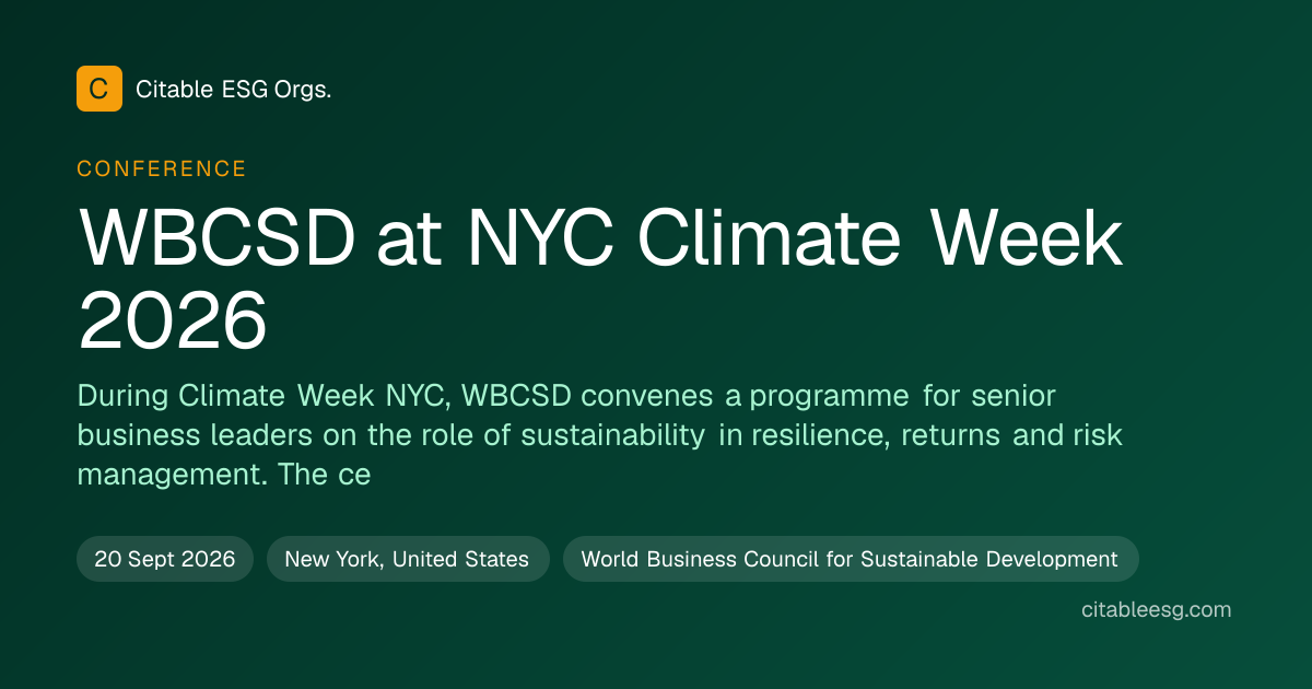 WBCSD at NYC Climate Week 2026 | World Business Council for Sustainable ...