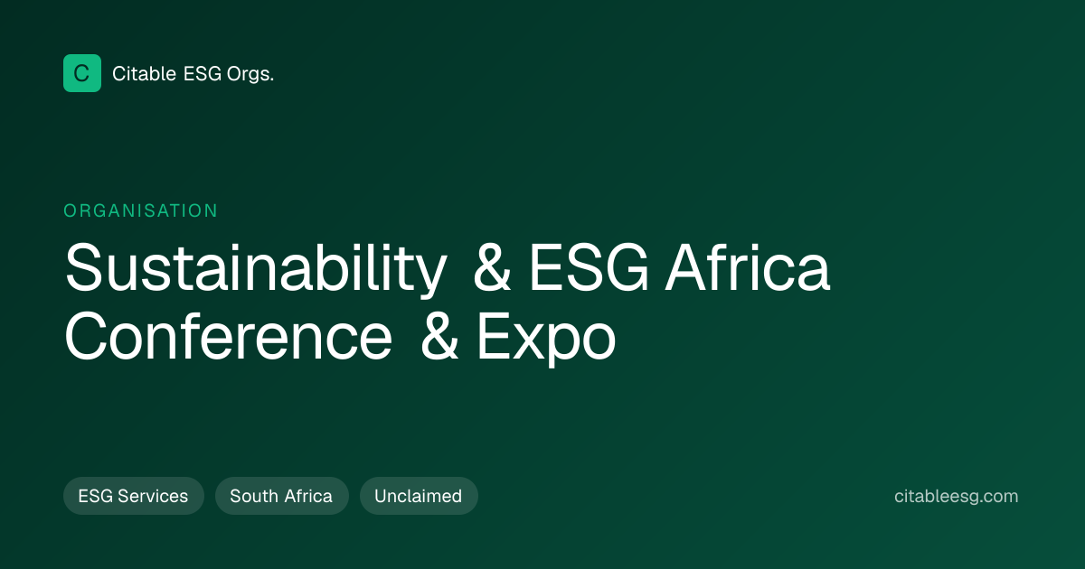 Sustainability & ESG Africa Conference & Expo – ESG Provider Profile ...